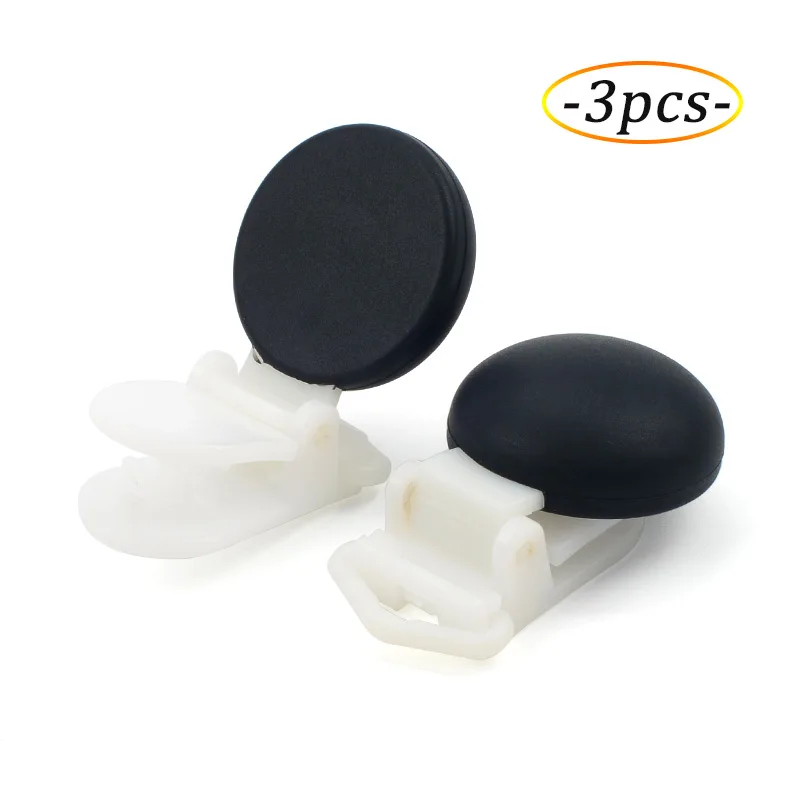 black LOFCA, 3 шт., новинка, силиконовая детская соска, зажимы, безопасная цепочка для прорезывания зубов, силиконовая круглая клипса, пластиковые соски для младенцев, аксессуары, игрушки DIY - Цвет: black