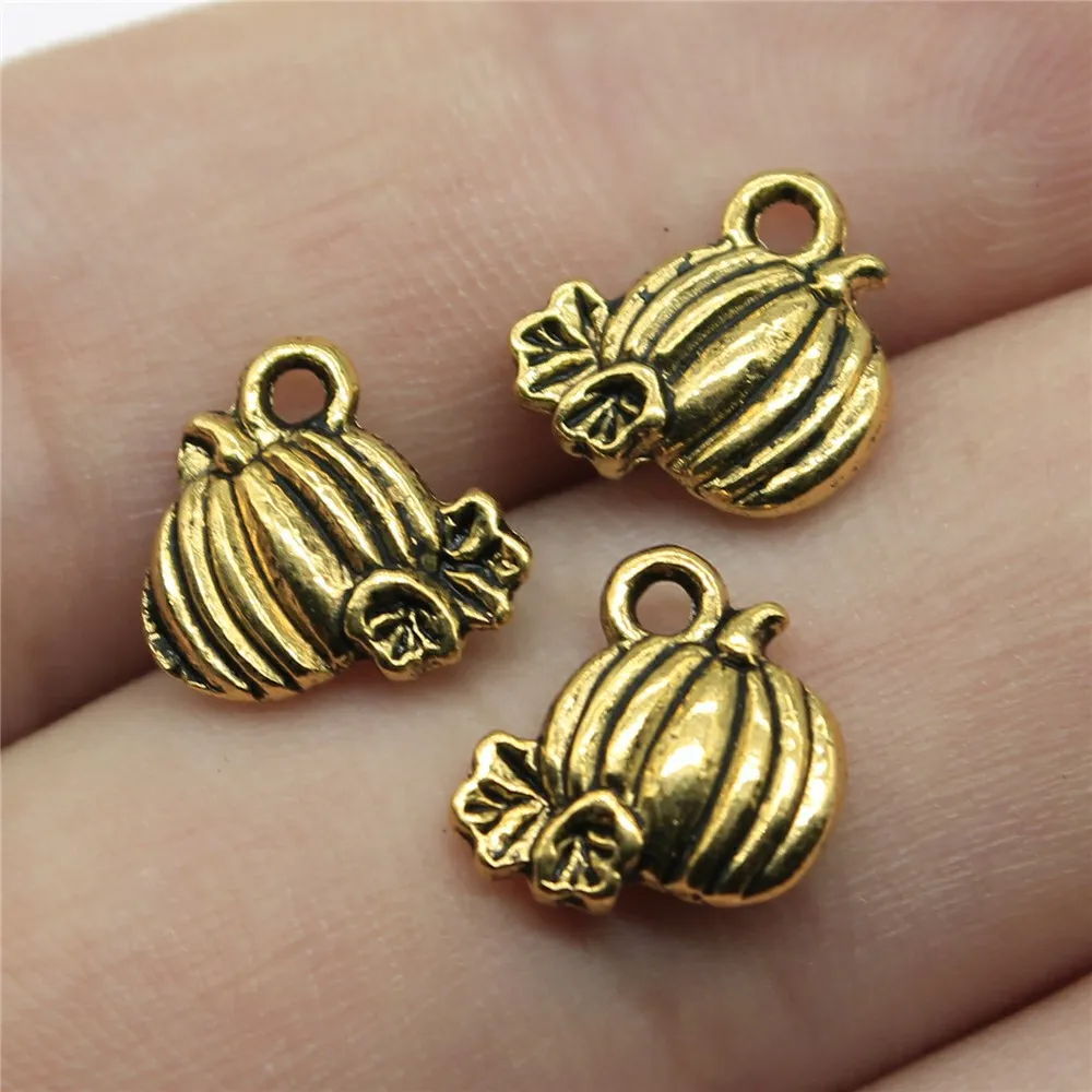 

20pcs 10x10mm Antique Gold Color Pumpkin Charms For Jewelry Making D10026