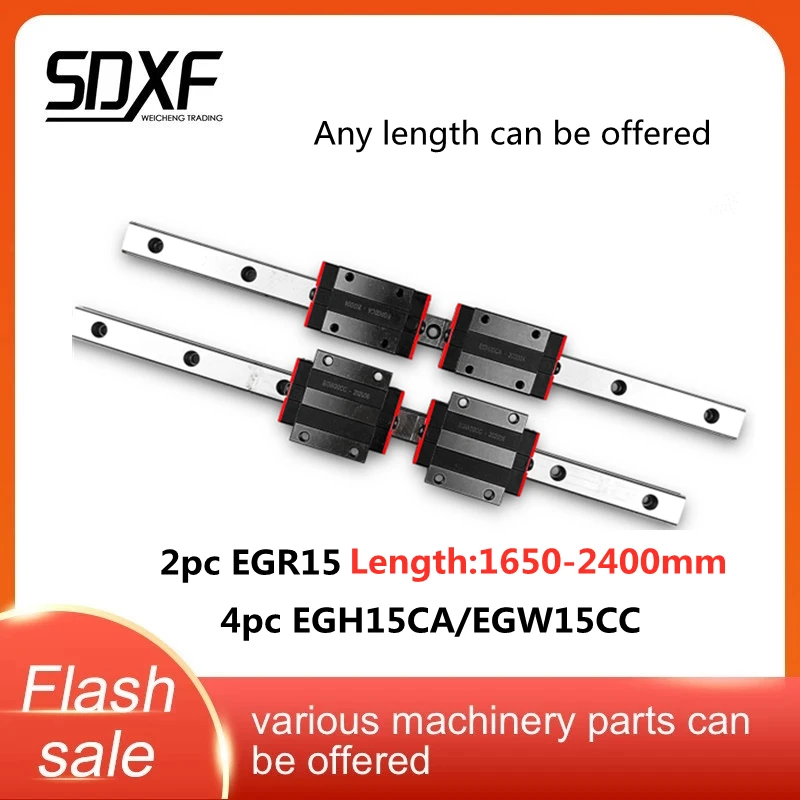 

Linear guide EGR15--1650mm-，two guide rails and four sliders EGH15CA/EGW15CC, factory direct sales,
