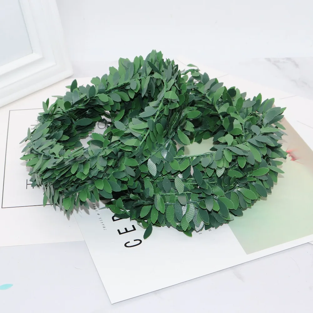 100 CM/lot шелк с изображением зеленых листьев и поддельные пластиковые железа