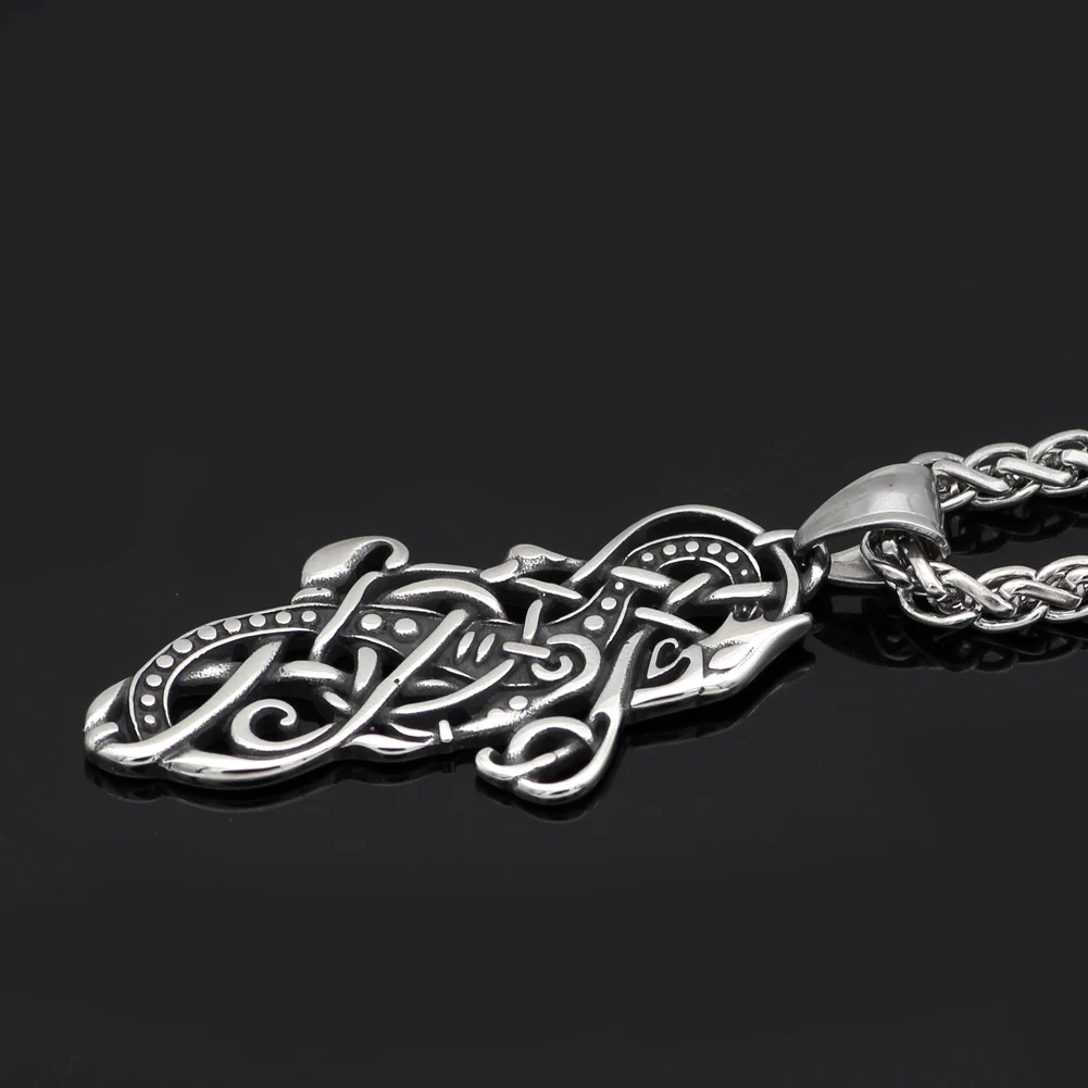 Men Stainless Steel Norse viking Amulet Wolf Ornament Animal Jewelry Pendant Necklace | Украшения и аксессуары