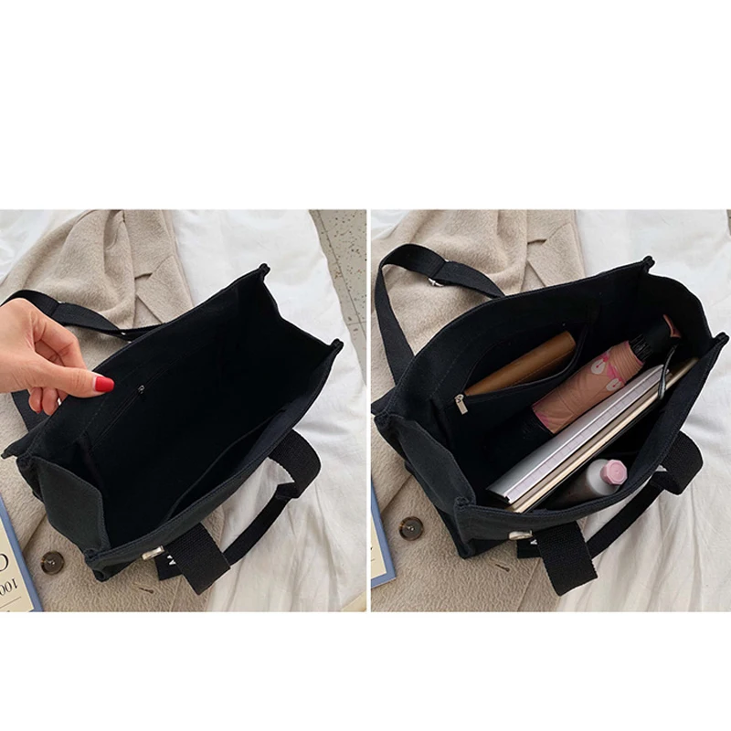 

Women's Canvas Shoulder Bags Woman Cotton Shopping Bags Soft Handbag Casual Cloth Tote Schoolgirl Bag Ladies Shopper Bags