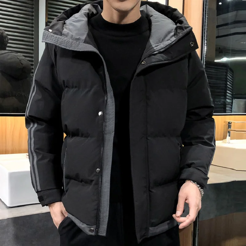 Men's Fashion Thick Padded Jacket Hooded Sports Jacket Autumn and Winter Casual Warm Cotton Clothing Youth Winter Coat