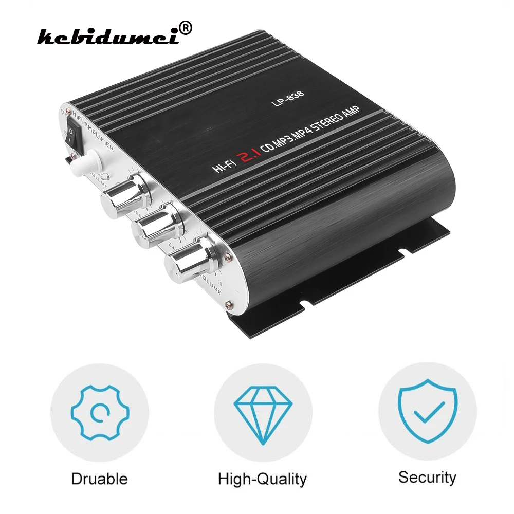 Hi fi стерео усилитель kebidumei 200 каналов Вт 12 В Fi для автомобиля MP3 DVD мотоцикла