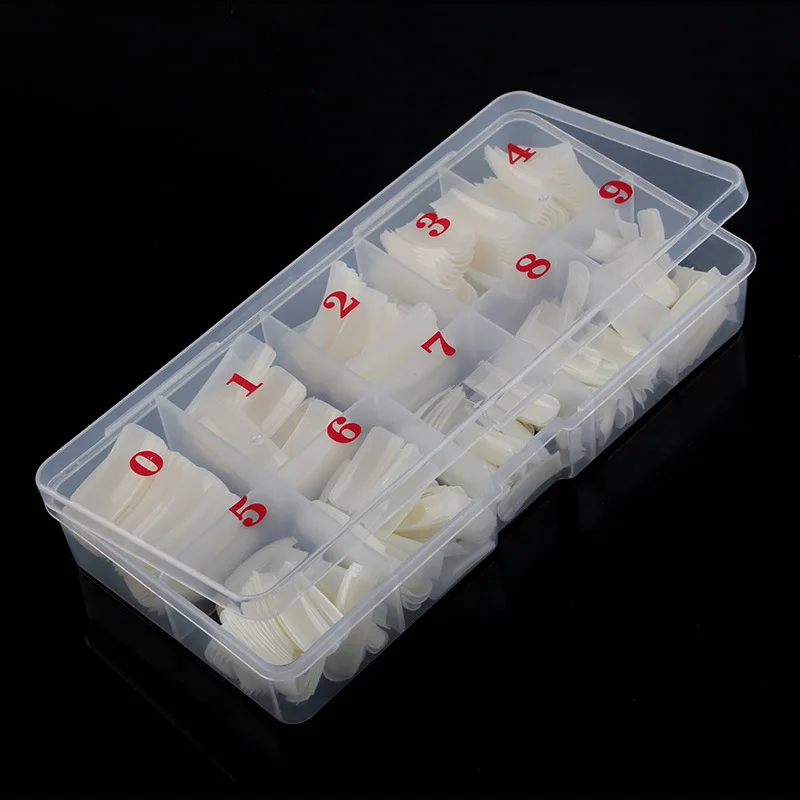 500 шт./Коробка Искусственные ногти-накладки Full Cover Nails Цветные балетки Акриловые прозрачные капсулы Французский маникюр Ложные ногти.