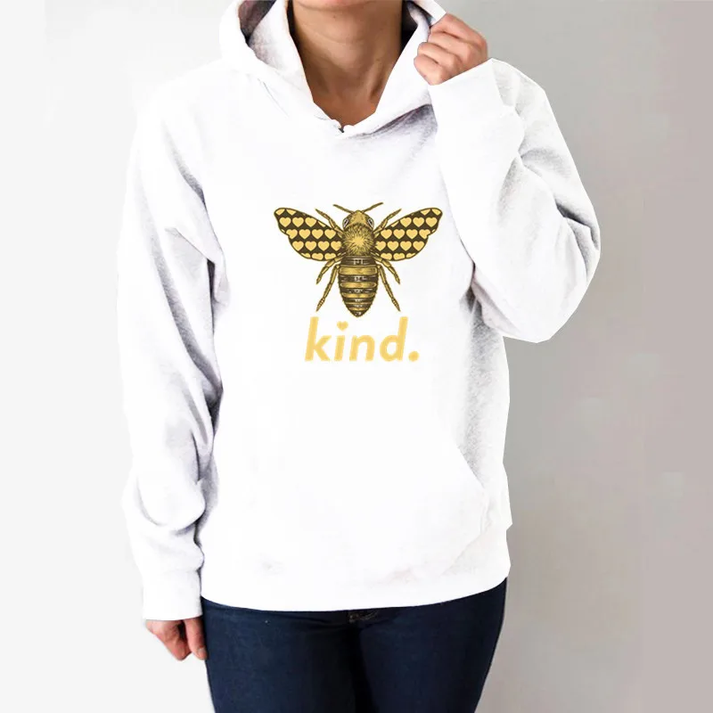

Golden Bee Printed Hoodies Women Fleece Long Sleeve Loose Sweatshirt with Hat Girls Women Hoodie Pullovers Winter