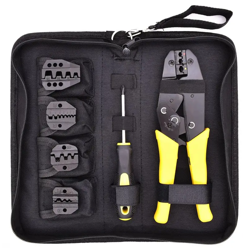 

Hot SV-Wire Crimper Set Decrustation Engineering Ratchet Terminal Crimping Plier Electrical Hand Tool With Screwdriver 4 Spare T