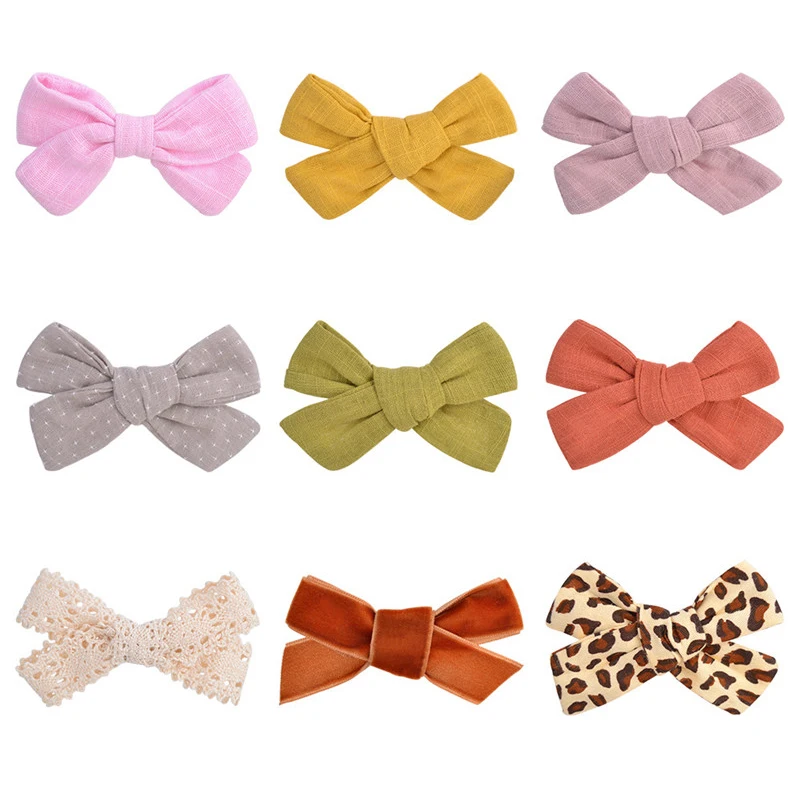 

Заколки для волос для девочек, из хлопка и льна, с леопардовым принтом