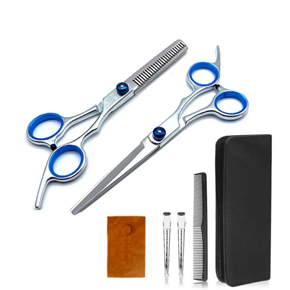 

6 Inch Flat Scissors Thinning Scissors Barber Tool FT L Set Stainless Steel Cutting Shears Barber Supplies