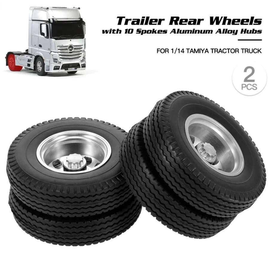 Rear Wheels Для 1/14 Tamiya тягач RC альпинист прицеп 2 шт прицеп передние/задние колеса с 10 спицами ступицы из алюминиевого сплава - Цвет: Rear Wheels