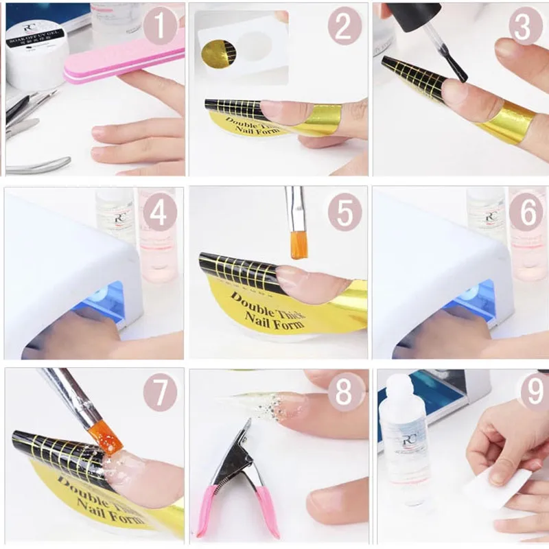 

100/200pcs Pro Nail Art Tools Nail Extension UV Gel Tips Extension Builder Form Guide For Nail Extension Stencil Manicure Tool