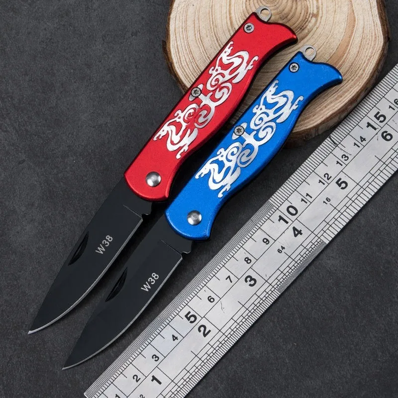 

Hysenss Pocket Outdoor Camping Hiking Survival Paring Tactical Folding Knife Color Ultralight Aluminum Handle Peeling Tool