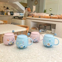 hot coffee cup blue pink friends beautiful tea ceramic mug with lid creative large capacity tazas originales drinkware glasses