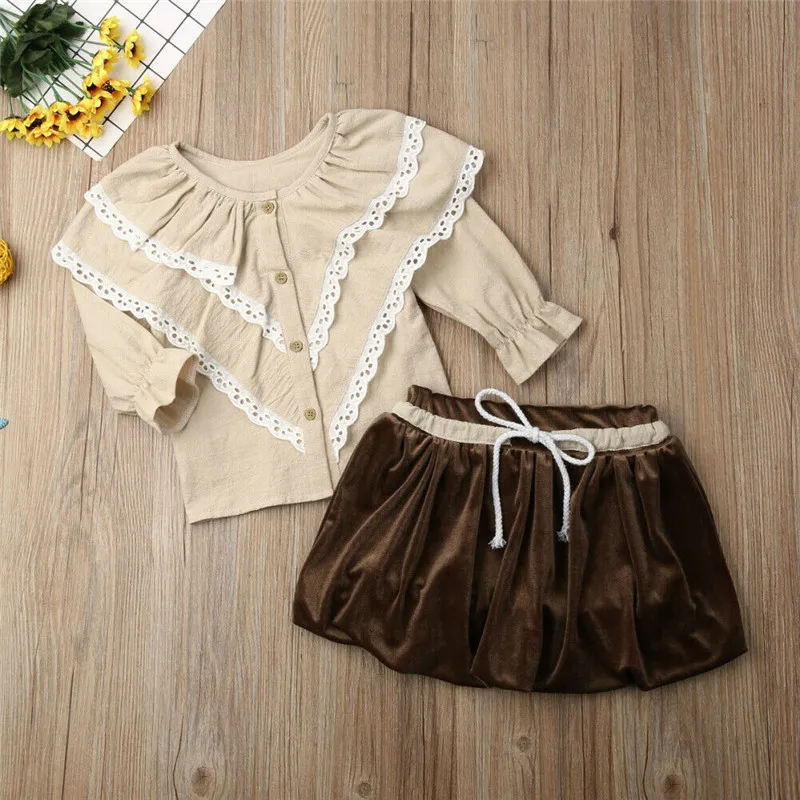 Милая одежда принцессы для маленьких девочек топы с оборками и длинными рукавами