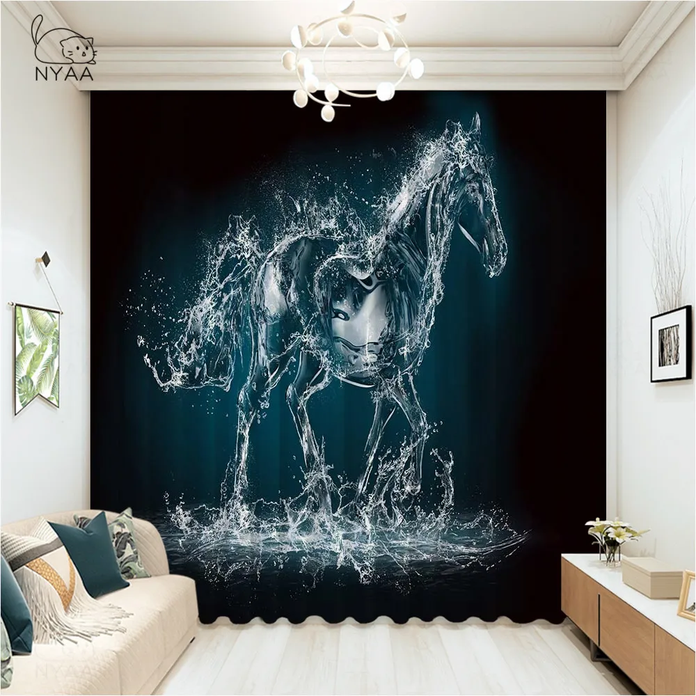 

3D Horse Elk print Blackout Window Curtains For kids Modern Living Room Curtain Bedroom Drapes Micro Shading Home Decoration