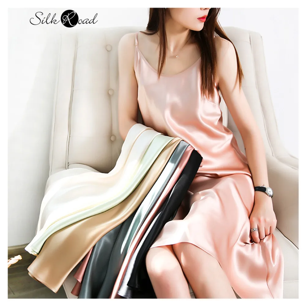 Silviye Silk halter dress sexy women's silk pajamas can wear Satin A-line dress blusas mujer de moda 2020