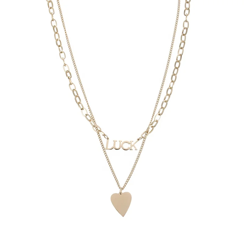 

ONYSS New Design Alphabet Stainless Steel Heart Pendant Luck Letter Necklace Women