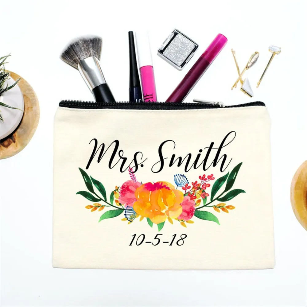 Холщовая косметичка с цветочным принтом для подружки невесты | Багаж и сумки