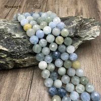natural genuine round faceted aquamarines stone loose beads for diy bracelet necklace jewelry making my210624