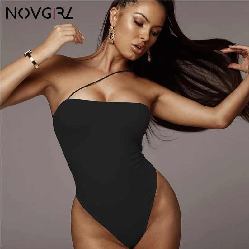 Novgirl Sexy Off Shoulder Strap Cotton Jumpsuit Women 2019 Backless Skinny Bodysuit Short Rompers Club Party Black Overalls | Женская