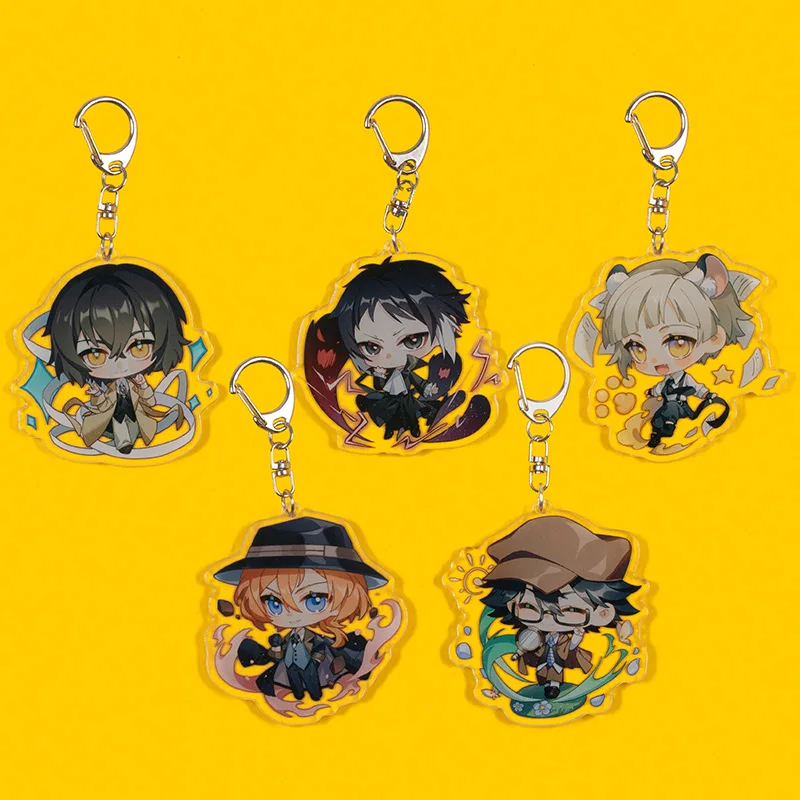 

Anime Bungo Stray Dogs Keychain Badge Cartoon Cosplay Key Chain Pendant Accessories Christmas Gifts Prop