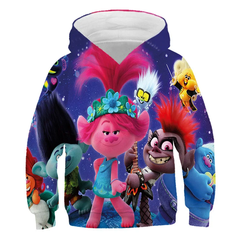 Забавная футболка с мультяшным принтом Тролль 3D Детские толстовки для