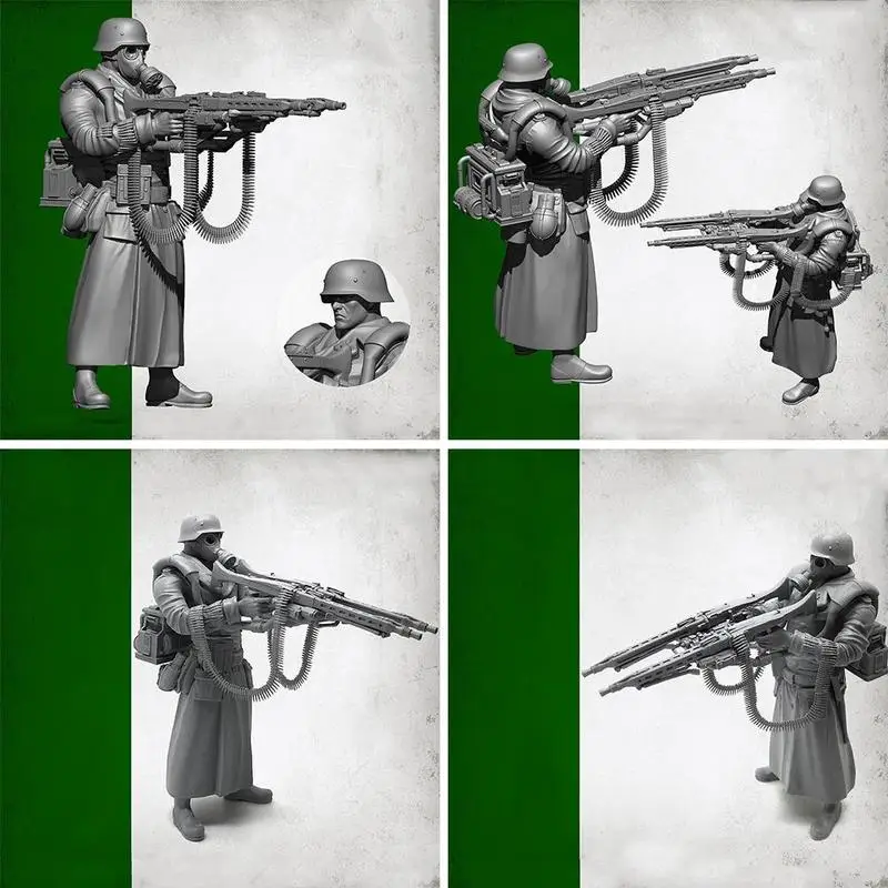 1/35 супер война немецкий супер двойной пистолет солдат полимерная модель мальчик моделирование военная игра модель игрушка противогаз двойной пулемет