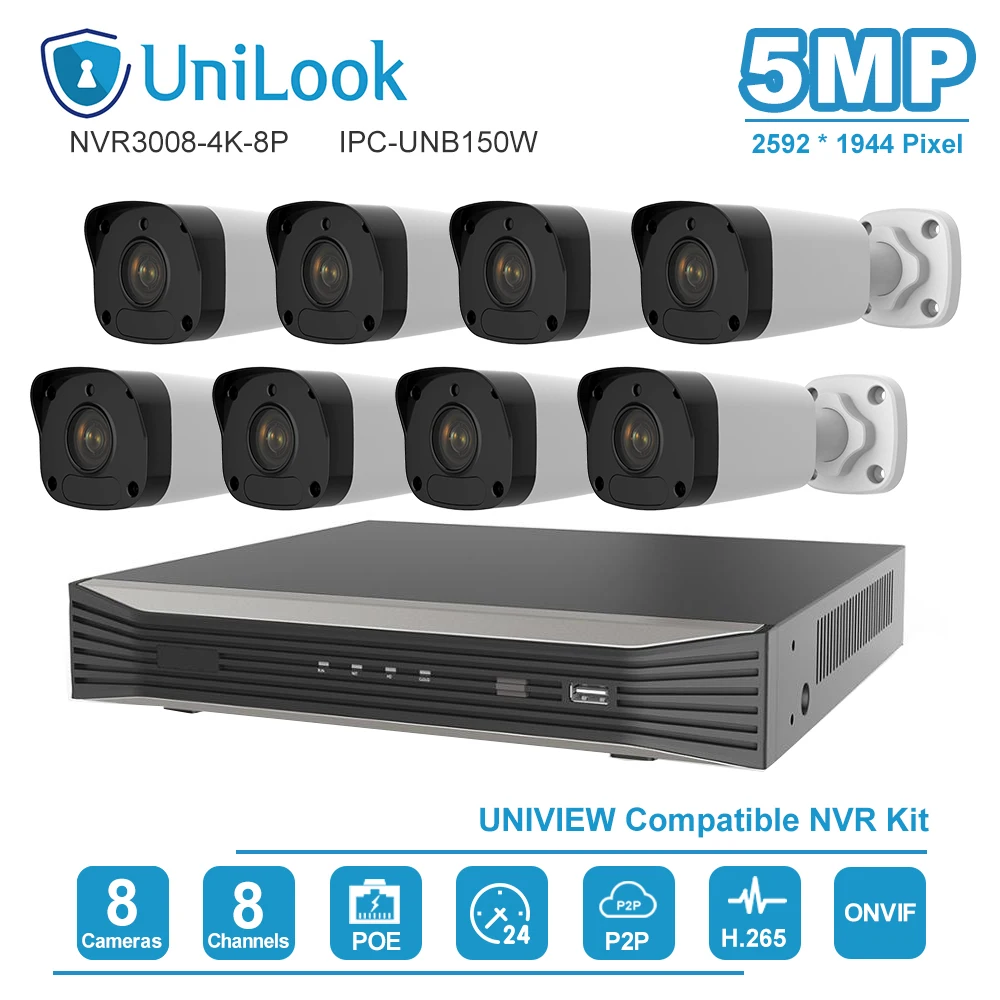 8 канальный комплект видеонаблюдения 4K H.265 NVR шт. 5MP POE CCTV ip камера
