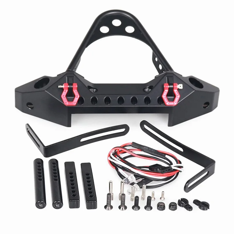 

for TRX-4 Universal Metal Front and Rear Bumper with LED Lights for 1:10 RC Crawler Car Defender Axial SCX10 JEEP & SCX10 II 900