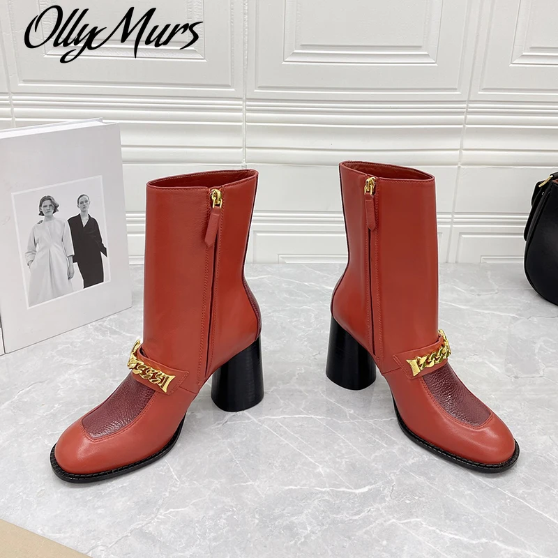 

Ollymurs 2021 New Fashion Women Boots Genuine Leather Calfskin Female Autumn Winter Shoes