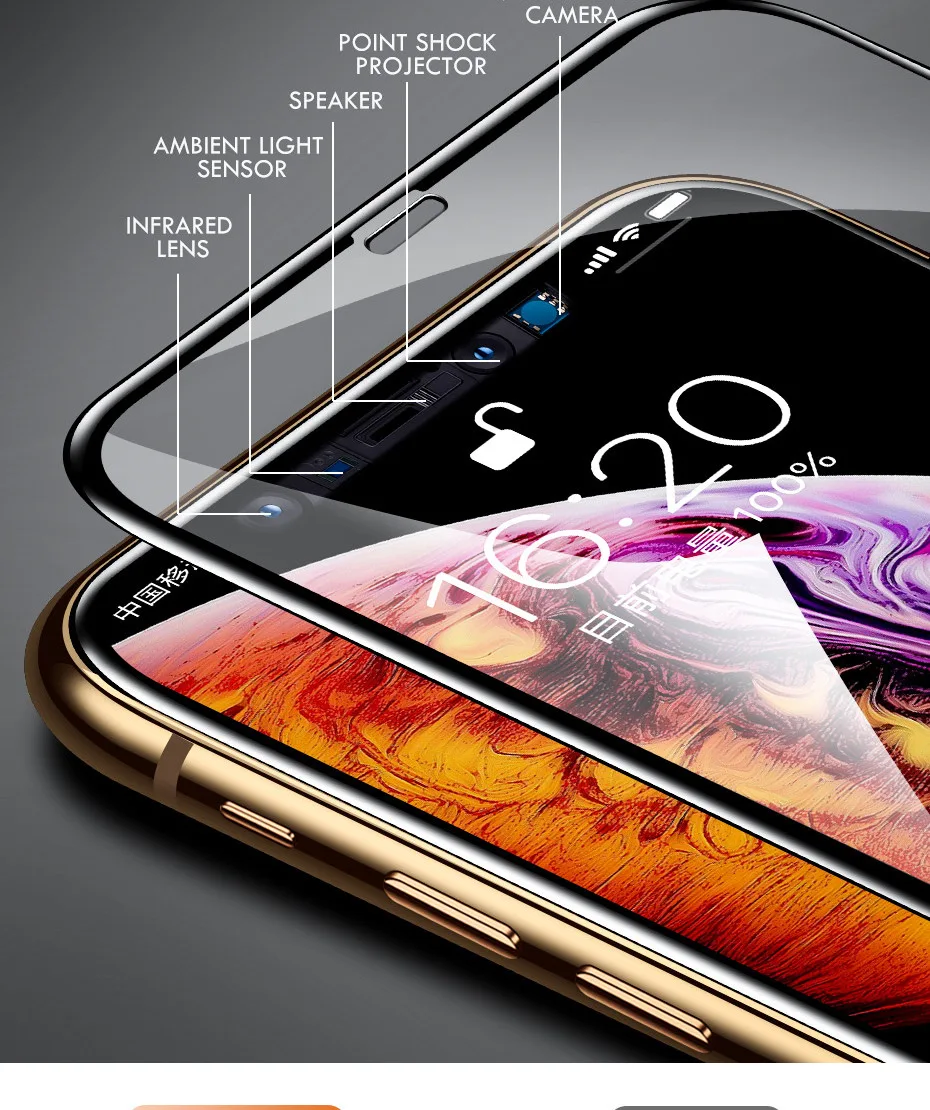 15D полное защитное стекло с закругленными краями для iPhone 7 8 6 6S Plus, закаленное защитное стекло для X XR XS Max