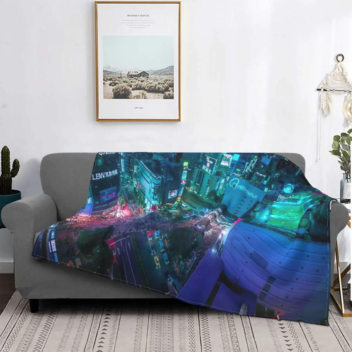 

Shibuya Crossing desde arriba manta colcha cama a cuadros sofá colcha 150 manta térmica en la cama