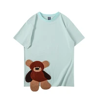 bear print mens cotton t shirt 2021 summer new casual short sleeve t shirt men harajuku street style loose pure mens tees tops