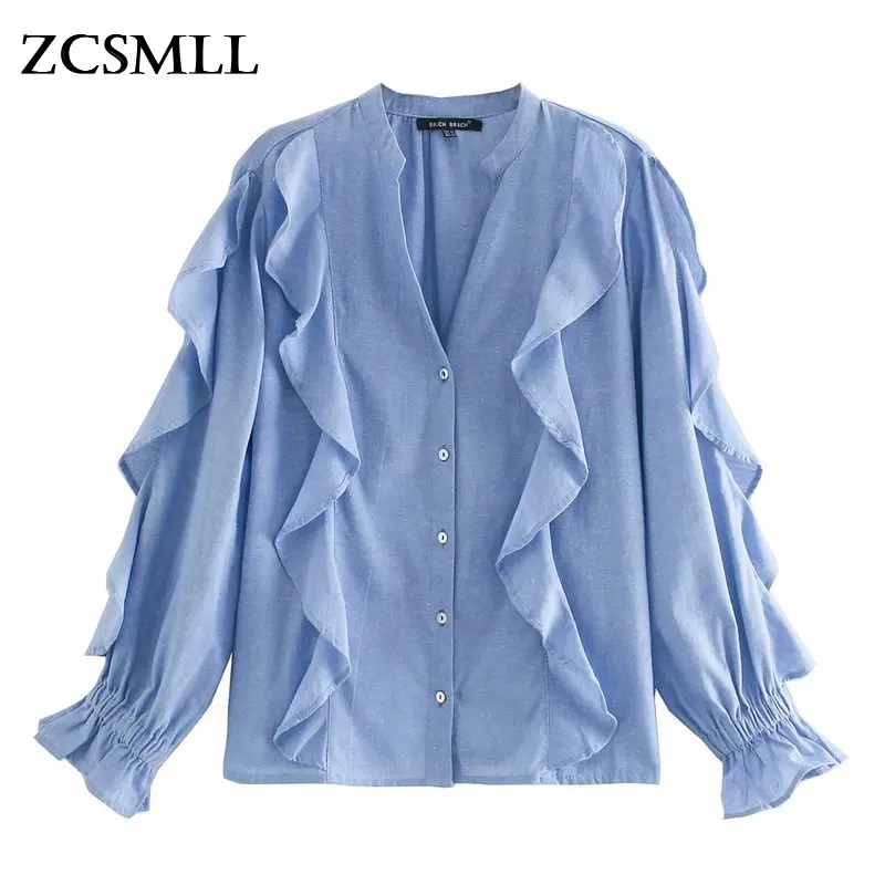 

ZCSMLL Fashion woman blouse 2021 casual loose Spring Autumn women's shirts vintage white tops long Lantern sleeve shirt ladies