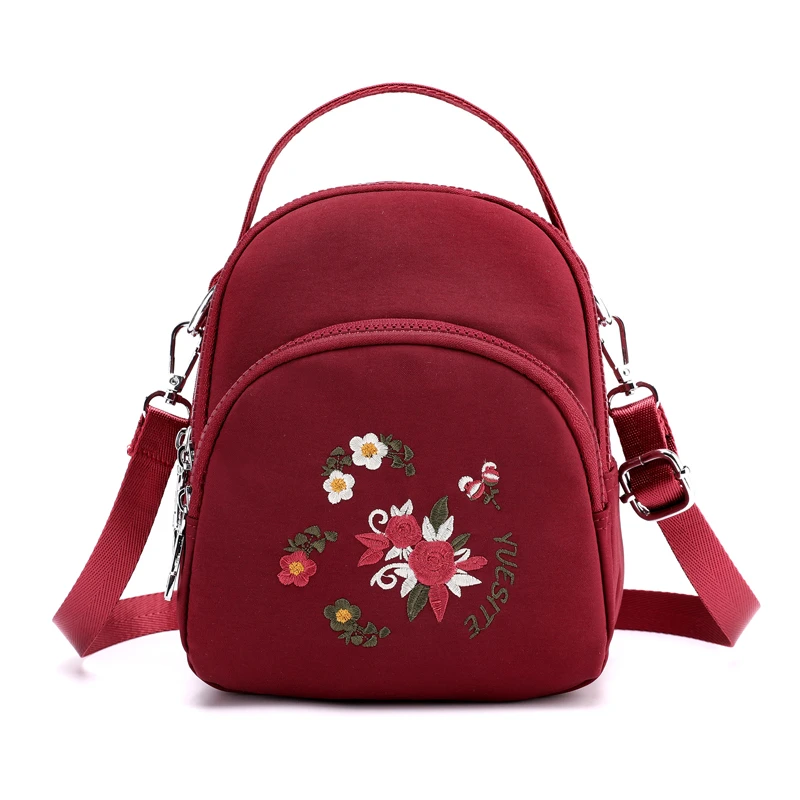 Женский многофункциональный рюкзак с цветочной вышивкой сумка через плечо из