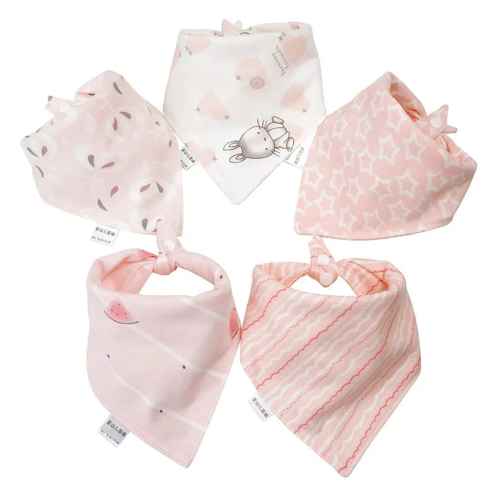 

Civarua Kids 5Pcs/Lot Baby Bandana Drool Bibs 100% Organic Cotton Bibs for Boys & Girls, Super Soft Absorbent Feeding Bibs