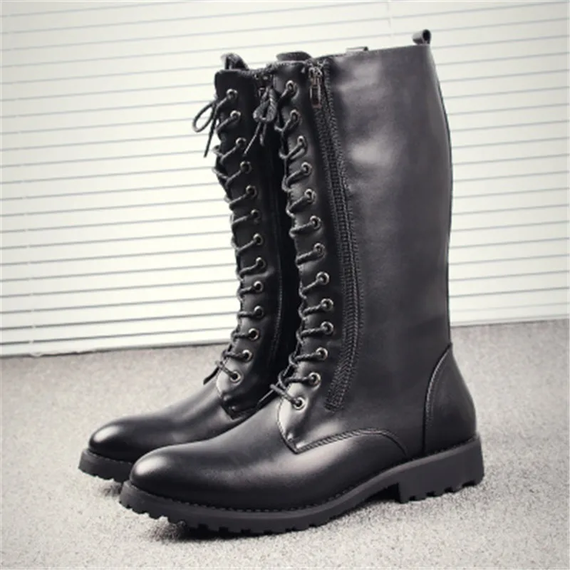 

Autumn Winter High Men boots Pointed British Style Leather Boots Men Shoes High Quality New