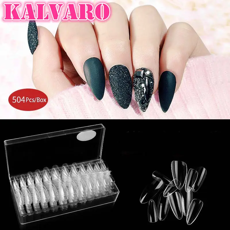 504 шт./коркор. овальные прозрачные накладные ногти с полным покрытием Короткие