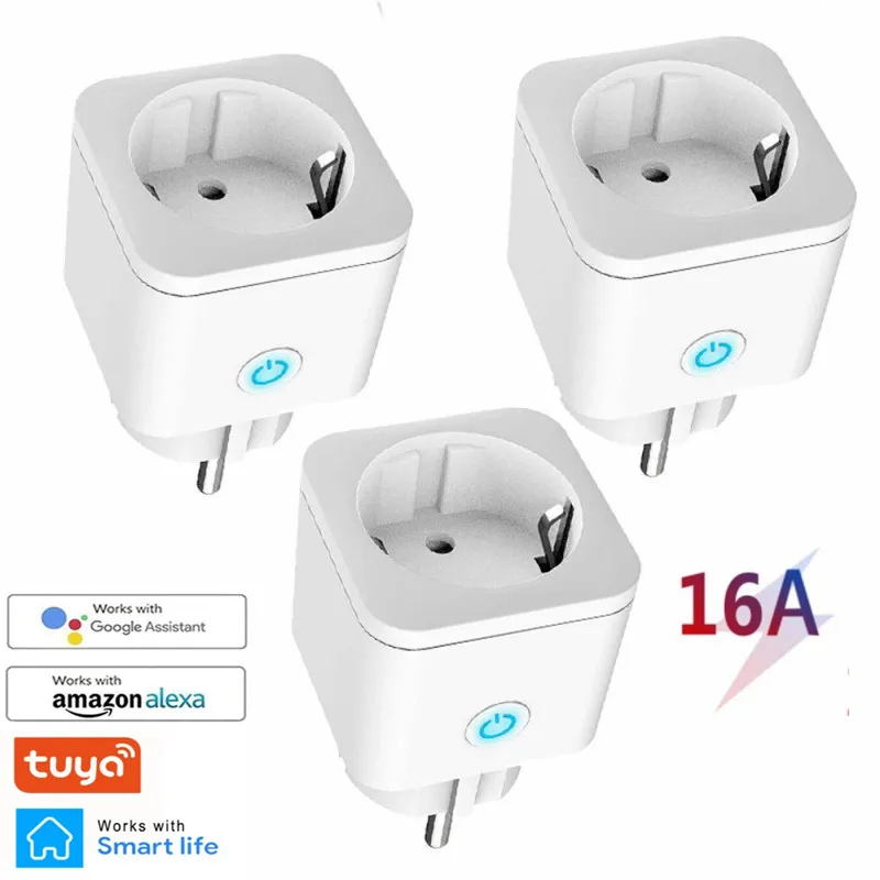 

16A Tuya EU Power Plug With Power Monitor Smart Home Wifi Wireless Socket Outlet Works With Alexa Google Home Smart Life App