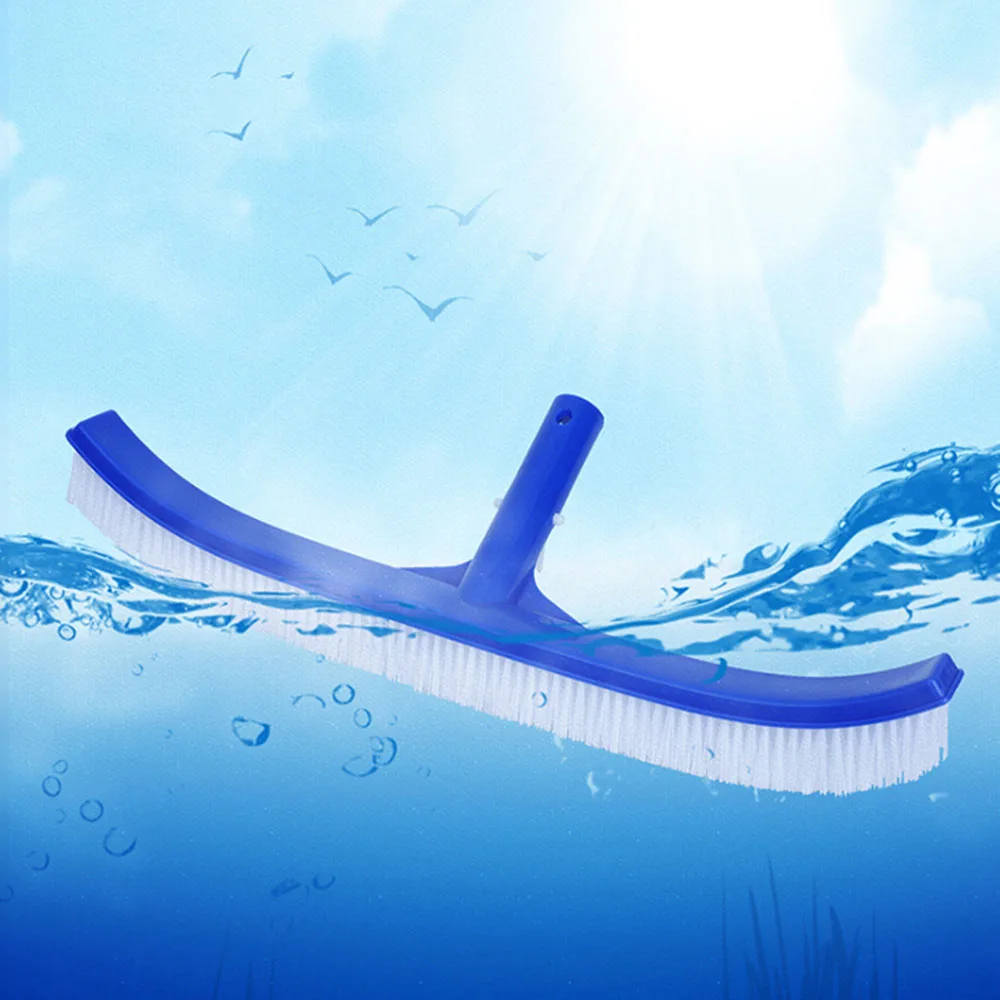 

Swimming pool brush, 45 cm heavy swimming floor and wall pool brush with reinforced curved end nylon bristles pool brush head