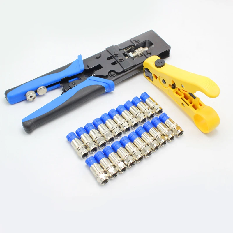 Durable Coax Compression Crimper Tool Bnc/Rca/F Crimp Connector Rg59/58/6 Cable Wire Cutter Adjustable Crimping Plie
