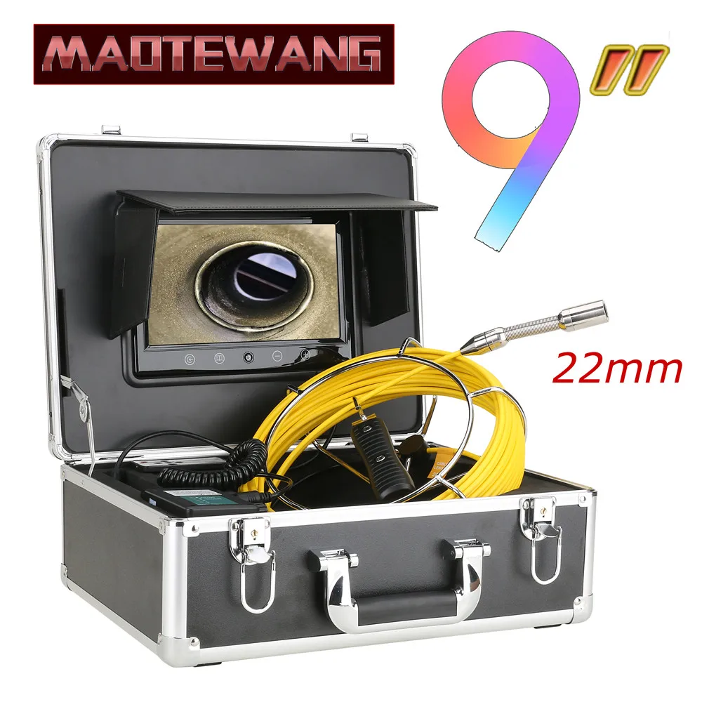 

9" Monitor 20M Pipe Inspection Video Camera,IP68 HD 1000TVL Drain Sewer Pipeline Industrial Endoscope System 12PCS LED Lights