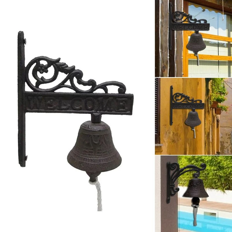 

Vintage Metal Door Bell Long Cords Dinner Bell Decor Garden Porch Decoration Wall Decor Bells Outdoor Home Decorations