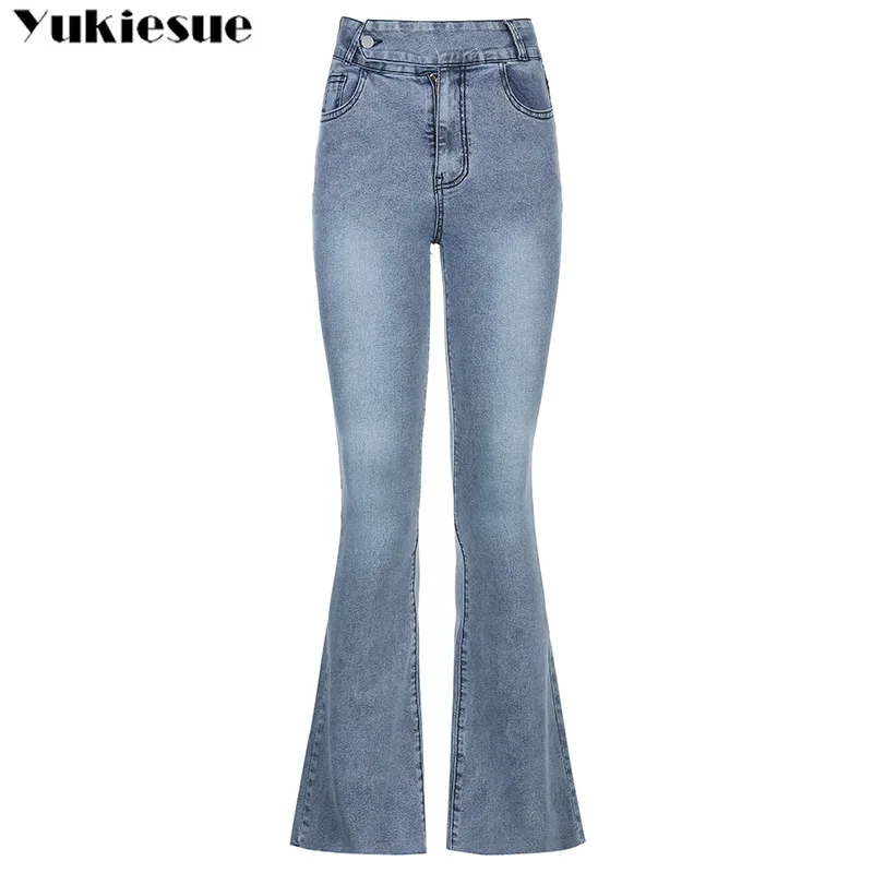 Повседневные модные прямые расклешенные женские джинсы с низом в стиле