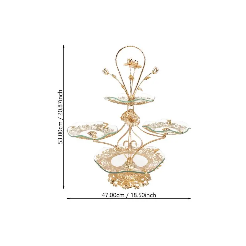 Luxurious Crystal Fruit Tray Multi-Layer European Cake Birthday Party Gift Kitchen Storage Candy Holder (Golden) | Дом и сад