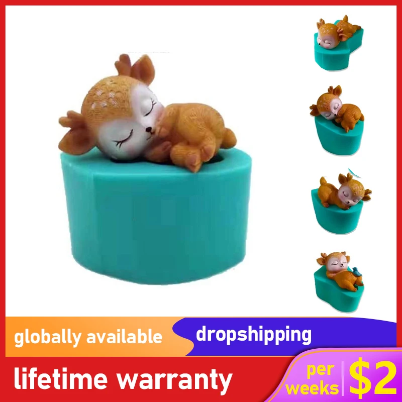 Силиконовая форма в форме спящего оленя милый питомец торт шоколадный 3D