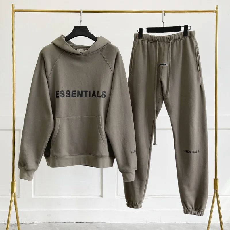 

Essentials Tracksuit Oversized Hoodies Suit 1:1 Woman Sweatshirt With Hood Plush Men's Sets Hip Hop Sweatpants Male Streetwear