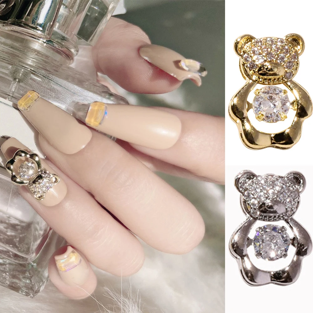 3D украшения для ногтей с кристаллами в форме медведя из циркония 1 шт. | Красота и