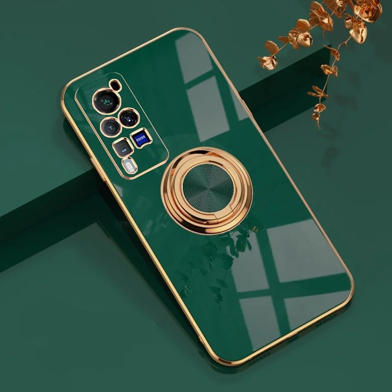 

Case For VIVO X50 Pro X60 Cover Ring Kickstand Magnetic Car Mount Plating Silicone Shockproof Case For VIVO X30 Pro