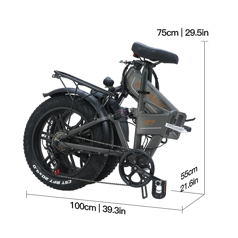 JINGHMA R7 Electric Bicycle powerful 800W 48V25.6AH 20Inch Adult Men's bike 4.0 Fat Tires Folding Electric Bicycle Mountain Bike images - 6